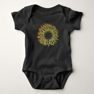 Floral Rustic Sunflower Light Hand Drawn Baby Bodysuit