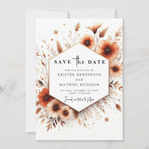 Floral Rustic Terracotta Wedding Save The Date