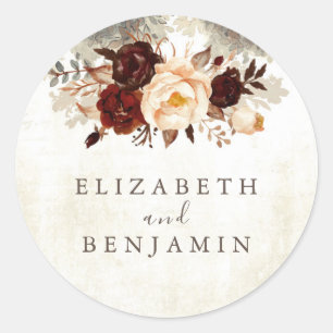 Floral Rustic Vintage Classic Round Sticker
