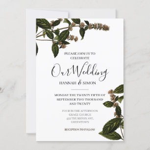 Floral Rustic Vintage  Elegant Golden Wedding Invitation