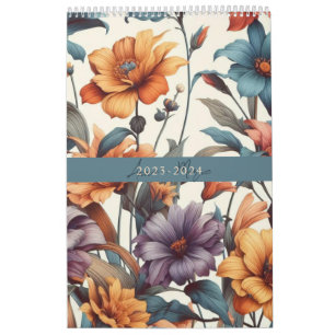 Floral rustic vintage elegant stylish calendar