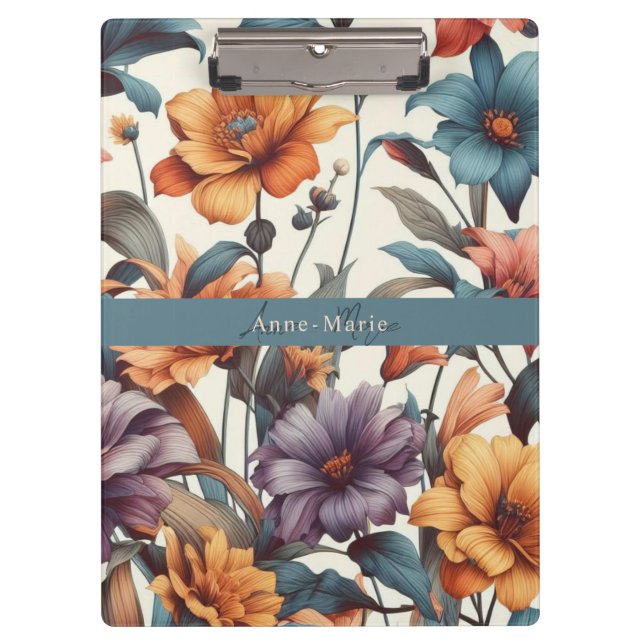 Floral rustic vintage elegant stylish clipboard (Front)
