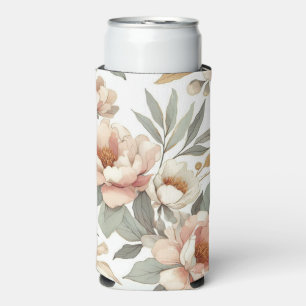 Floral rustic vintage elegant stylish seltzer can cooler