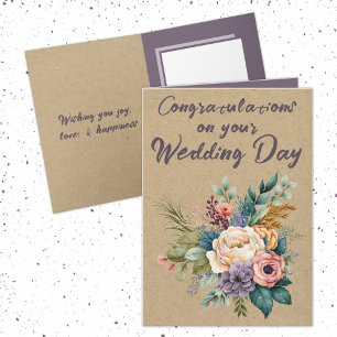 Floral Rustic Wedding Congratulations purple Card