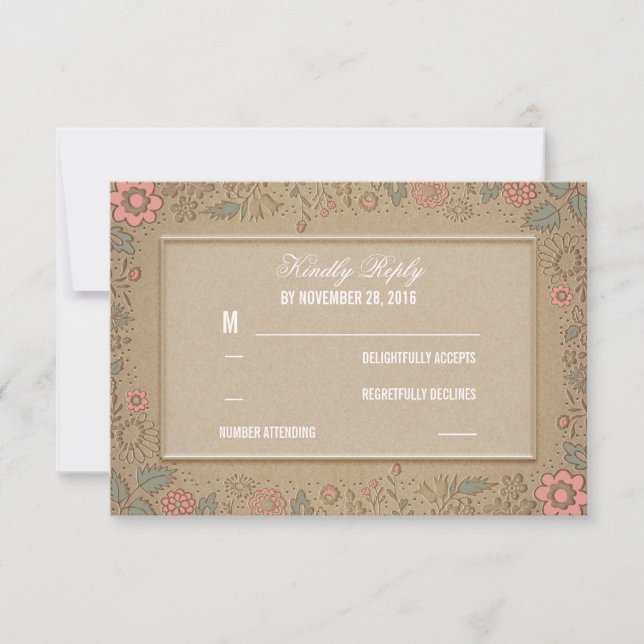 Floral Rustic Wedding RSVP Cards (Front)