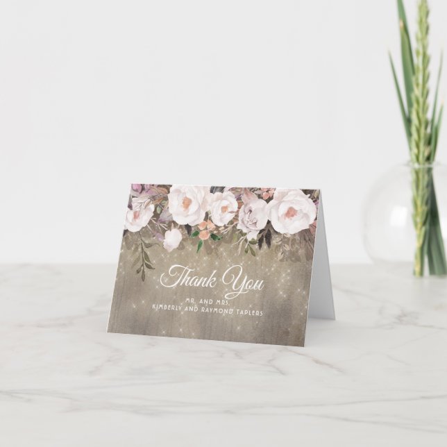 Floral Rustic Wedding Thank You (Front)