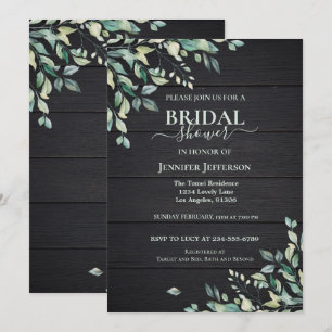 Floral Rustic Wood Bridal Shower Invitation