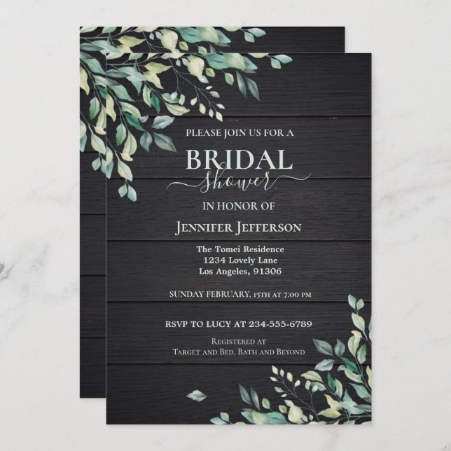 Floral Rustic Wood Bridal Shower Invitation (Front/Back)