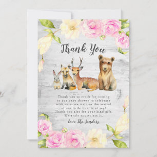 Floral Rustic Woodland Baby Shower Thank You Card
