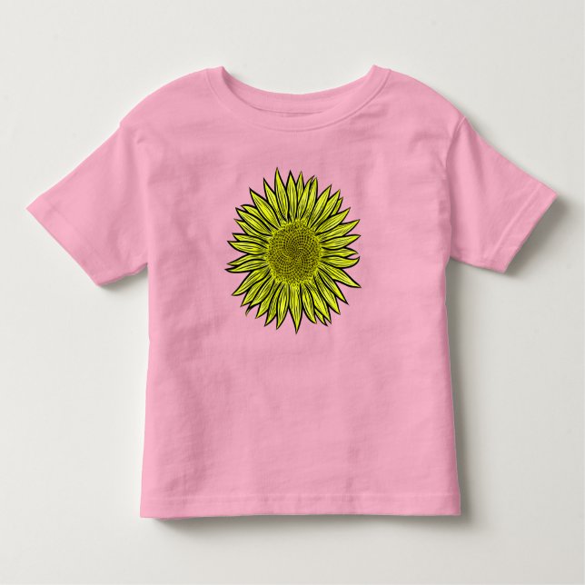 Floral Rustic Yellow Sunflower Hand Drawn Toddler T-Shirt (Front)