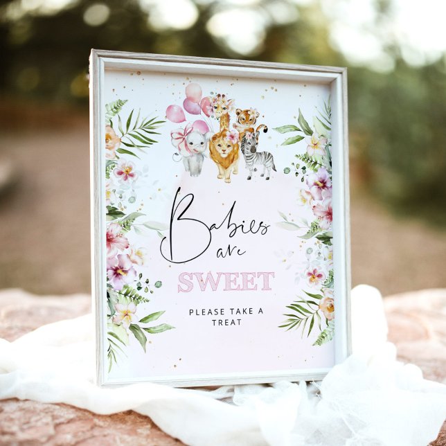 Floral safari animals Babies are sweet Poster (Creator Uploaded)