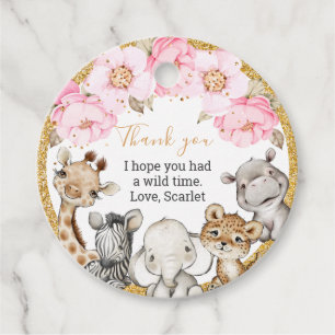 Floral Safari Animals Baby Shower Thank you  Favour Tags