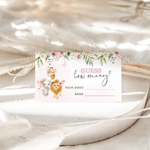 Floral Safari animals guess how many crackers Enclosure Card