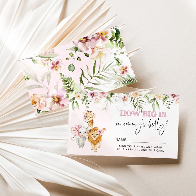 Floral Safari animals how big is mummy's belly Enclosure Card (Creator Uploaded)