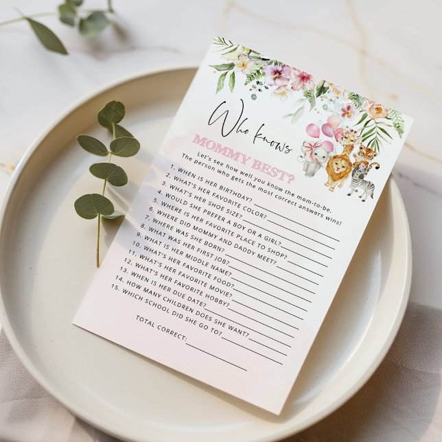 Floral safari animals Who knows mummy best game (Creator Uploaded)