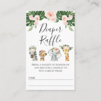 Floral Safari Baby Shower Diaper Raffle Ticket