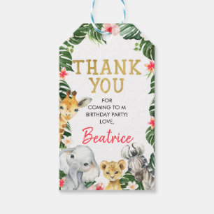 Floral Safari Birthday Thank You Tag