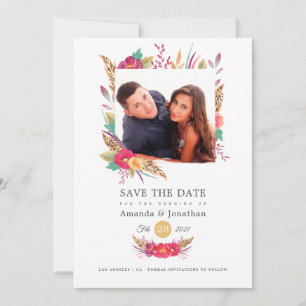 Floral Safari Photo Wedding Save The Date