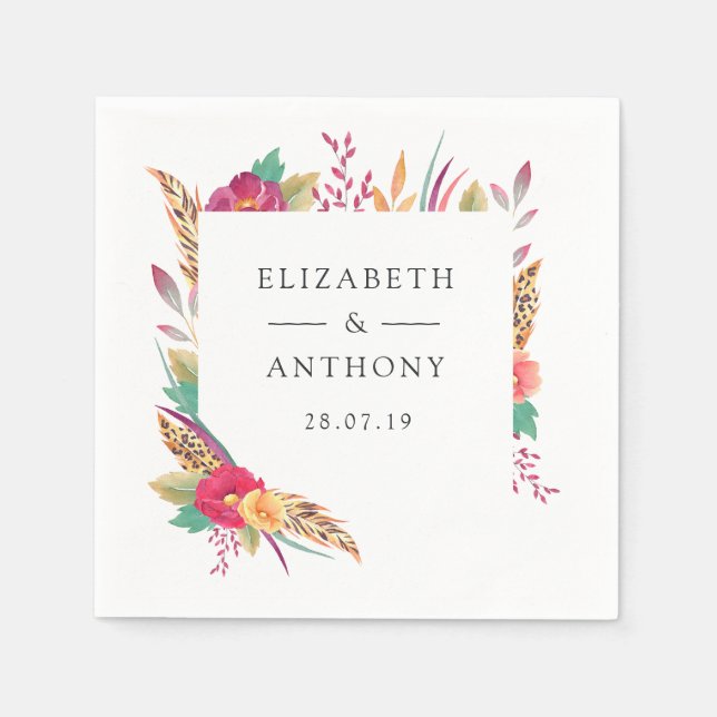 Floral Safari Wedding Napkin (Front)