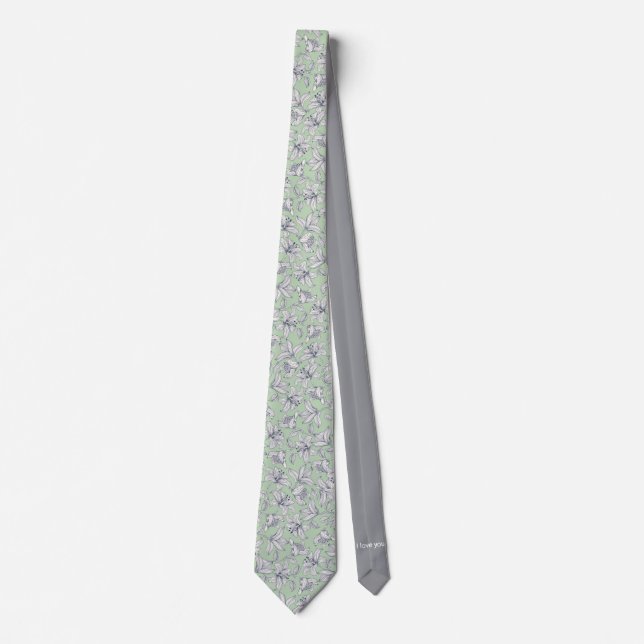 Floral Sage Custom Name Tie (Front)