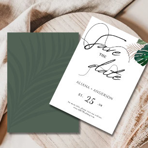 Floral Sage Green and White Modern Save The Date