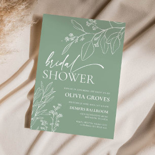 Floral Sage Green Bridal Shower Invitation
