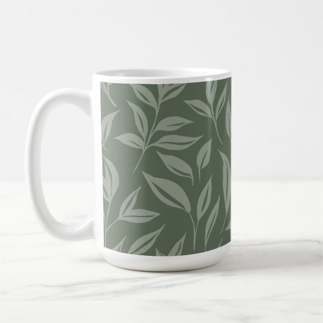 Floral Sage Green Coffee Mug (Left)