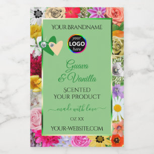 Floral Sage Green Multicolor Product Labels Logo