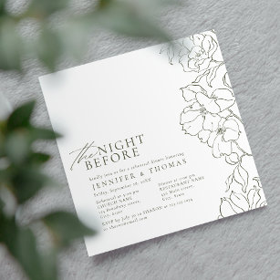 Floral sage green the night before rehearsal invitation