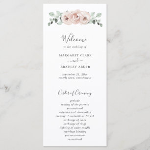 Floral Sage Greenery Dusty Rose Wedding Program