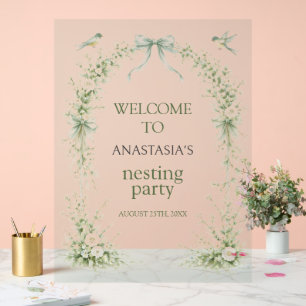 Floral Sage Nesting Party Welcome Foam Boards Acrylic Sign