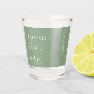 Floral Sage Wedding Script Elegant Minimal Simple Shot Glass