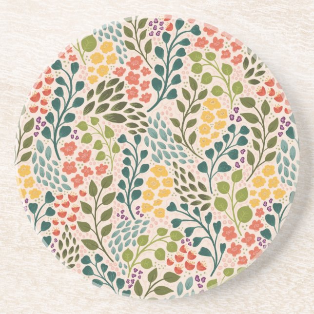 Floral Sandstone Coaster (Front)
