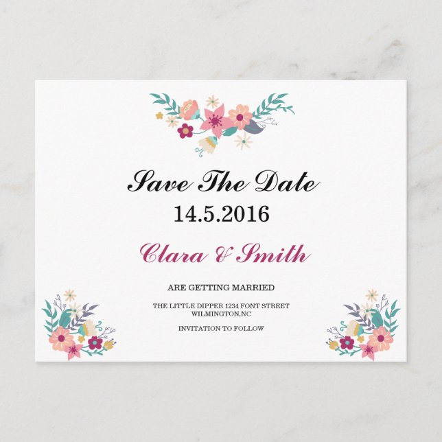 Floral Save the Date Card (Front)