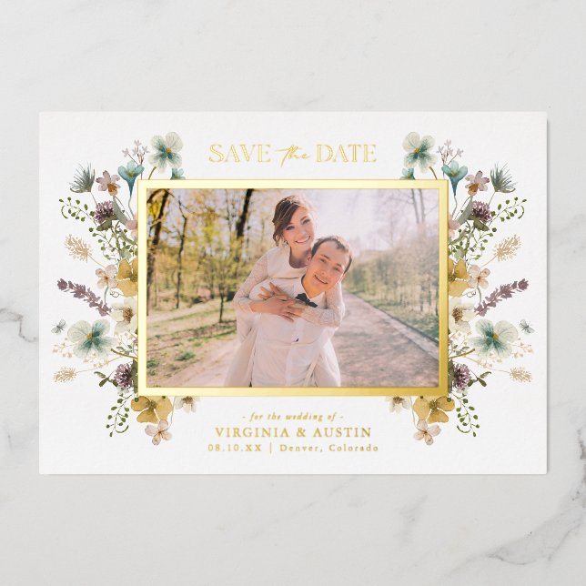 Floral Save The Date Foil Invitation (Front)