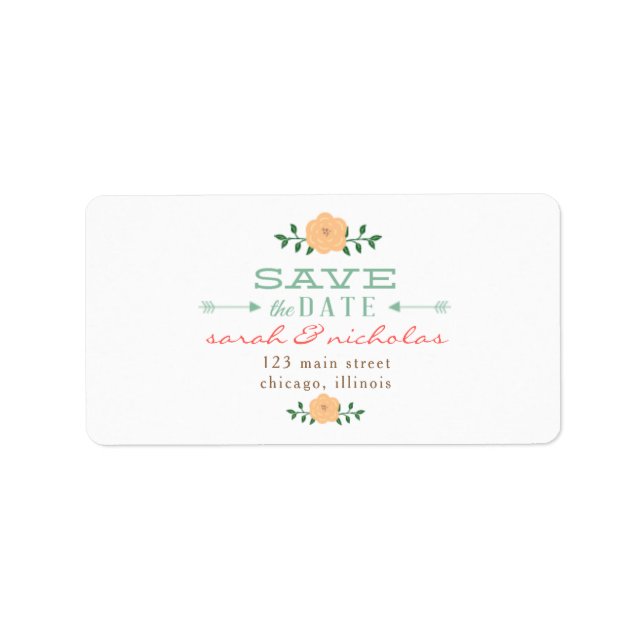 Floral Save the Date Label (Front)