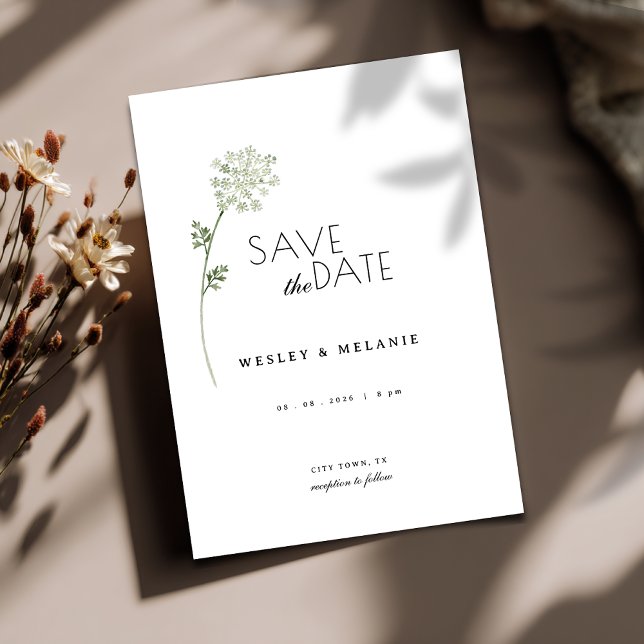 Floral Save the Date Minimal Wedding Invitation (floral save the date wedding invitation)