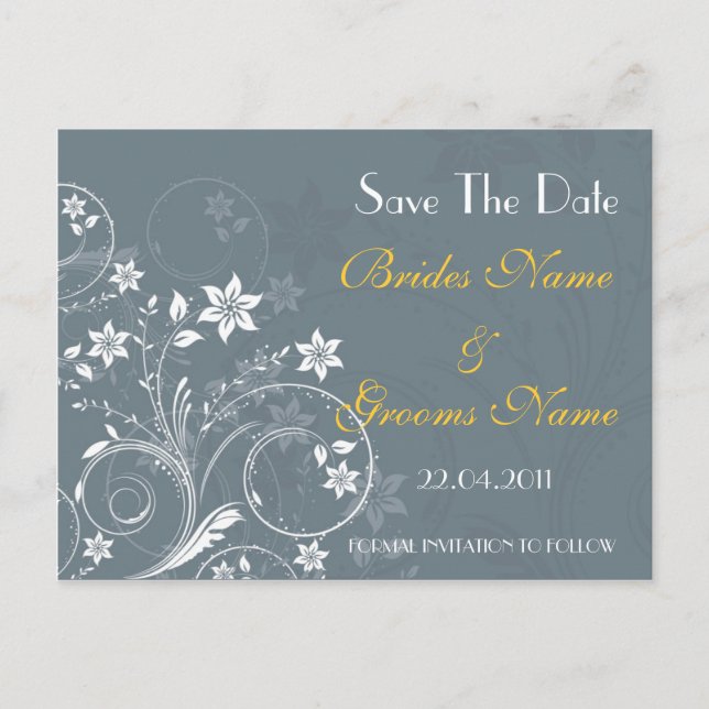 Floral Save the Date postcard (Front)