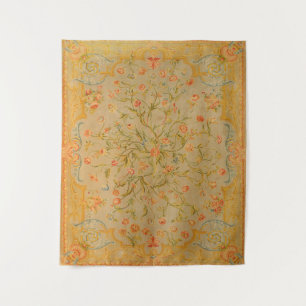 Floral Savonnerie Rose Tulip Greenery  Tapestry