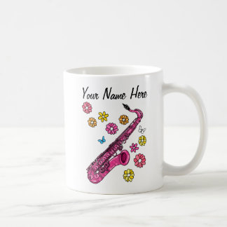 Floral Saxophone Saxophonist Musician Custom Coffee Mug