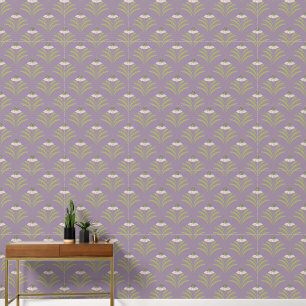 Floral Scallop Pattern on Purple Wallpaper