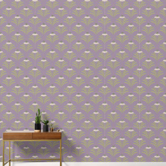 Floral Scallop Pattern on Purple Wallpaper