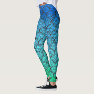 Floral Scalloped Gradient Leggings