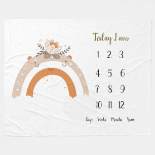 Floral scandi Rainbow Baby 1st year Milestone Fleece Blanket