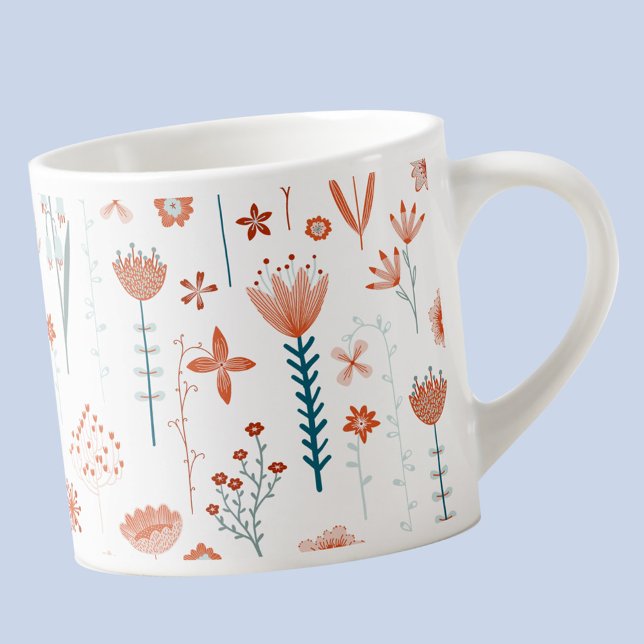 Floral Scandinavian Espresso Cup (Scandinavian floral modern espresso cup)