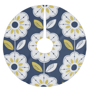 Floral Scandinavian Style Seamless Pattern Brushed Polyester Tree Skirt