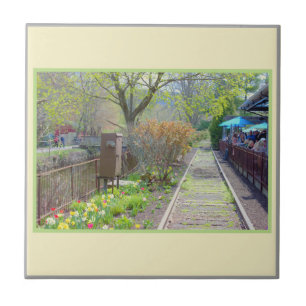Floral Scenic View Ceramic Tile