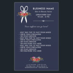 Floral Scissors - Navy Blue Hair Salon Flyer<br><div class="desc">Hair salon business flyer in navy blue with modern white fonts,  a pair of white scissors,  and hand-drawn flowers in beautiful colour combinations: coral red,  hot pink,  orange,  and white.</div>