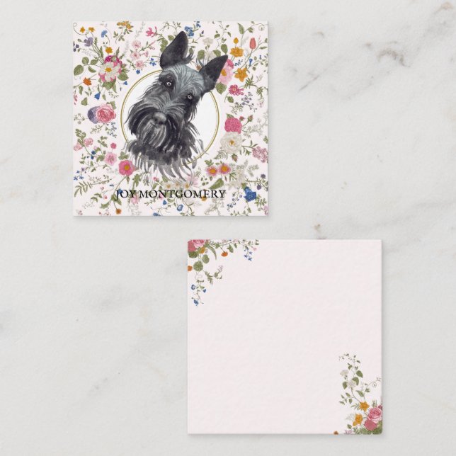 Floral Scottish Terrier Dog Mum Notecard (Front/Back)