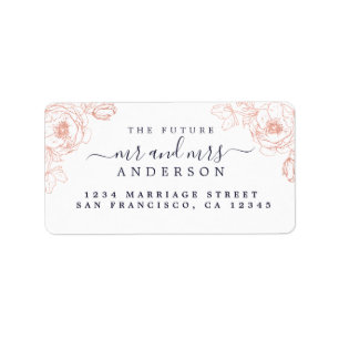 Floral Script Future Mr Mrs Wedding Return Address Label